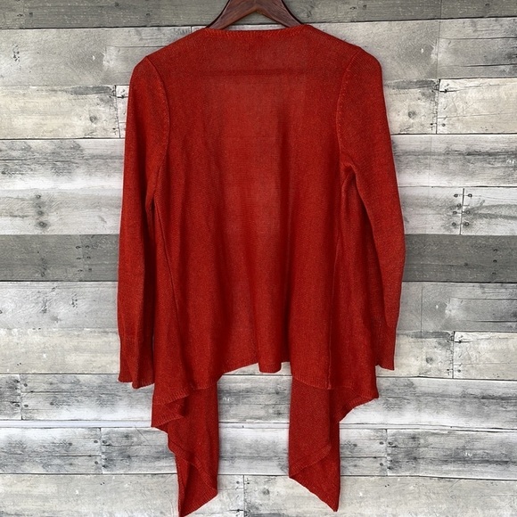Talbots 100% Linen Waterfall Cardigan Size Small Orange - Picture 7 of 10